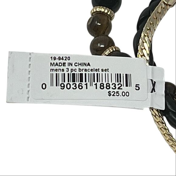 Guess Men’s Black & Gold 3-Piece Bracelet Set NWT - Picture 4 of 4